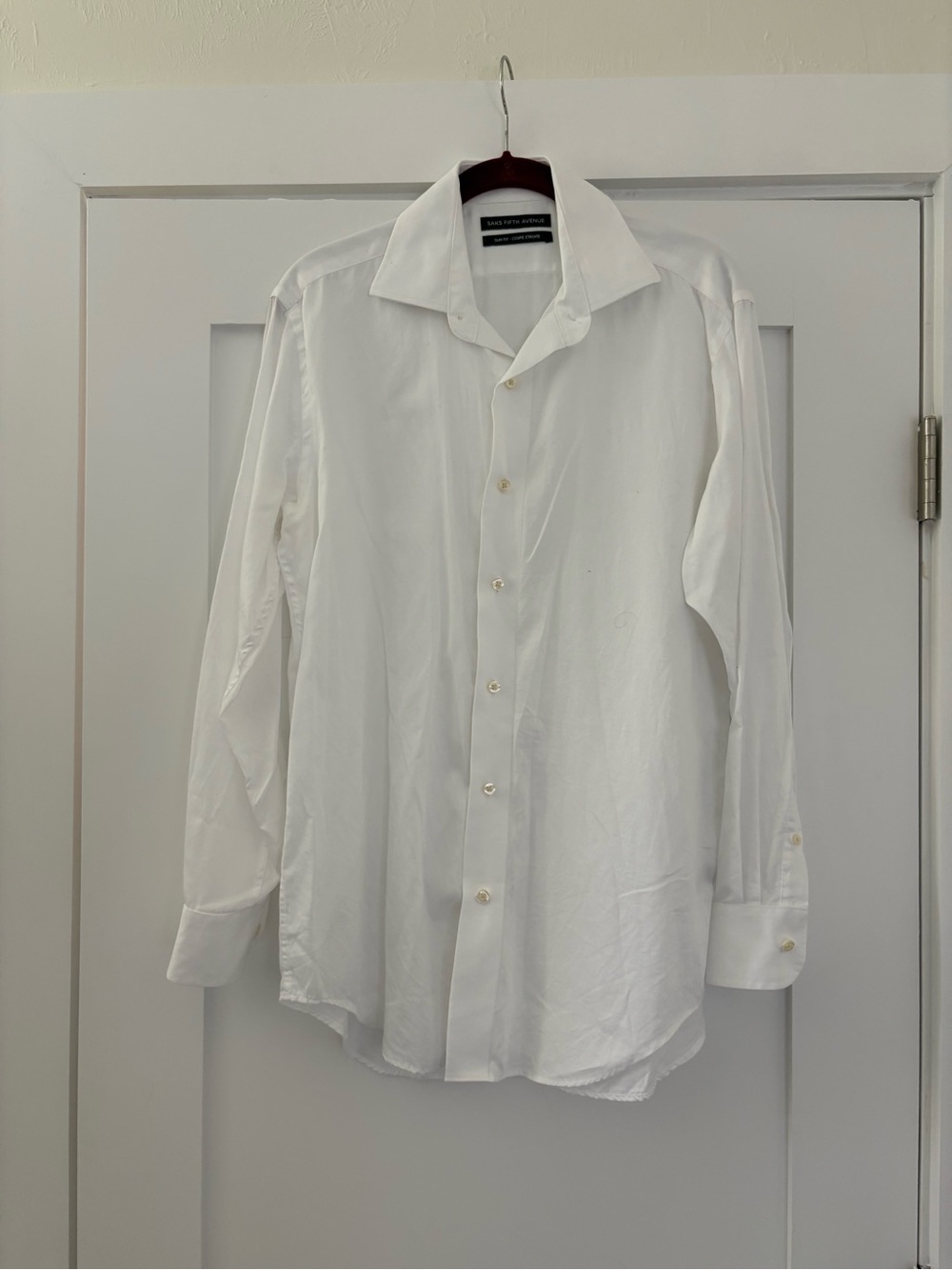 Saks Fifth Avenue White Slim Fit Dress Shirt 15.5 32/33 M